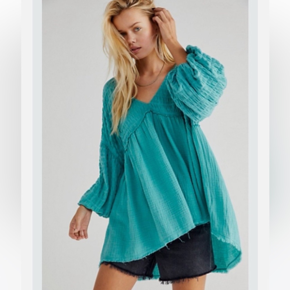 New Free People Flower Power Boho Top Blouse oversized
